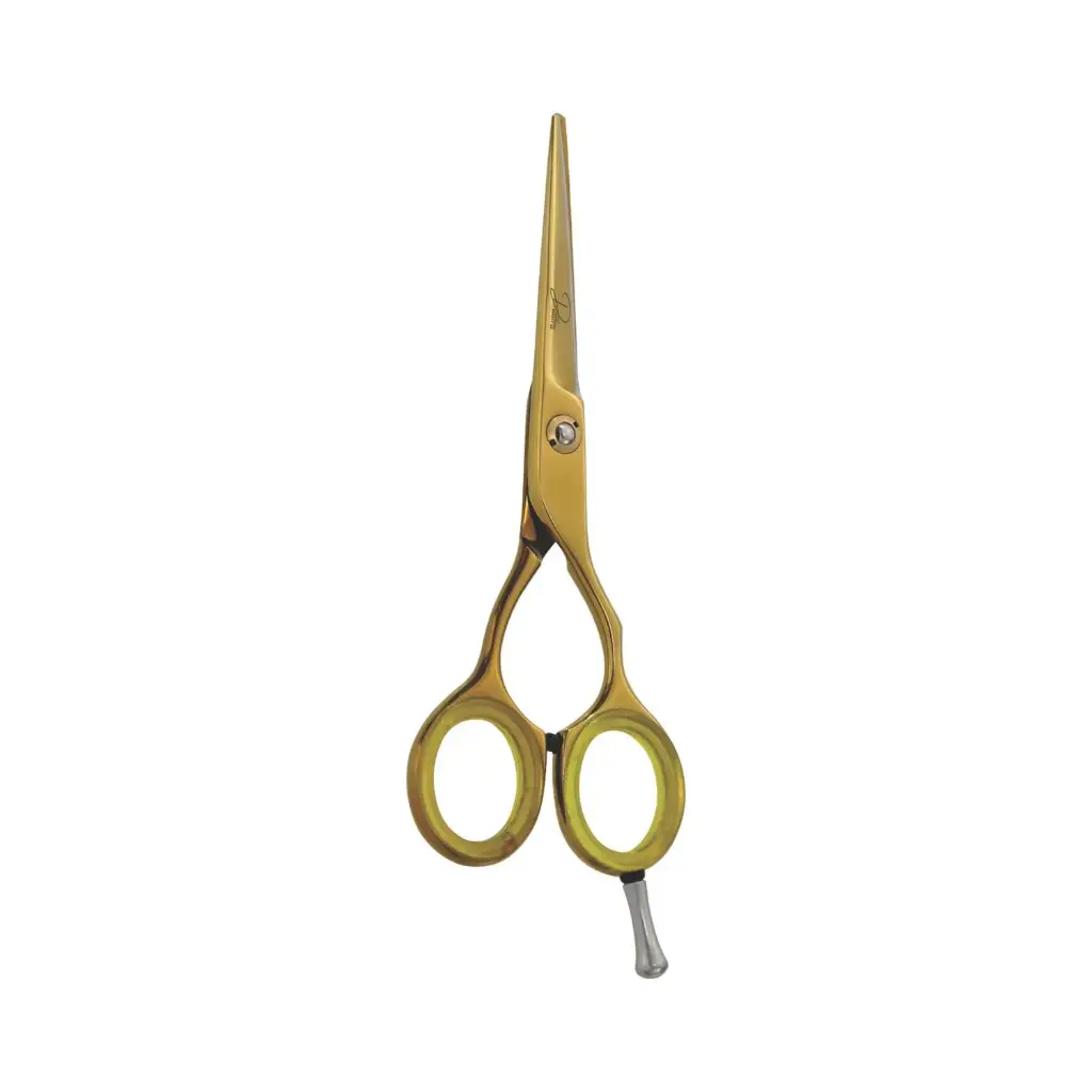 Professional Gold Titanium Coated Razor Shears with Yellow Inlay | Ergonomic Barber & Stylist Scissors