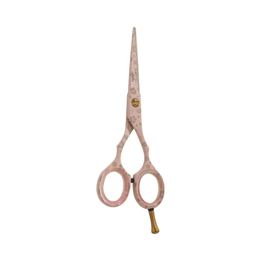 Professional Razor Shears with Pink Floral Paper Coated Handle | Ergonomic Barber & Stylist Scissors