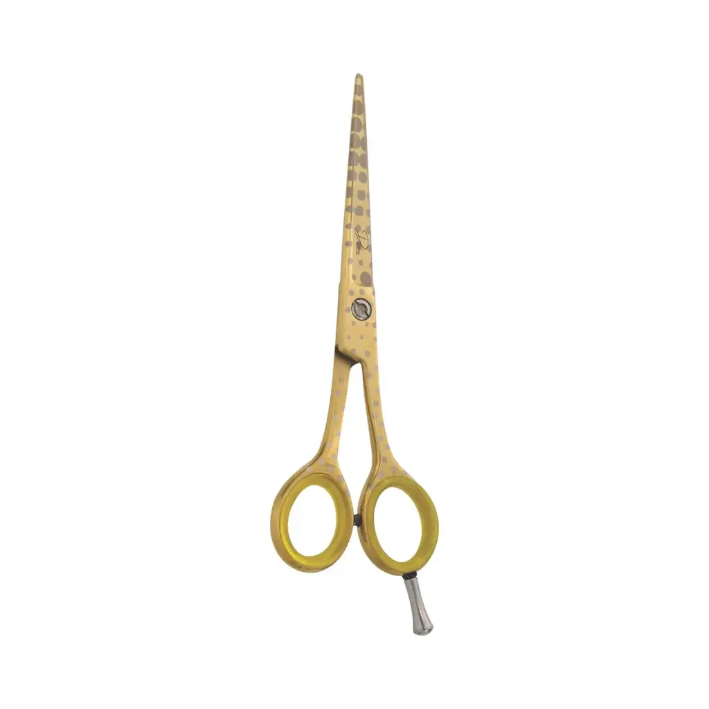 Professional Razor Shears with Gold Spotted Paper Coated Handle | Ergonomic Barber & Stylist Scissors