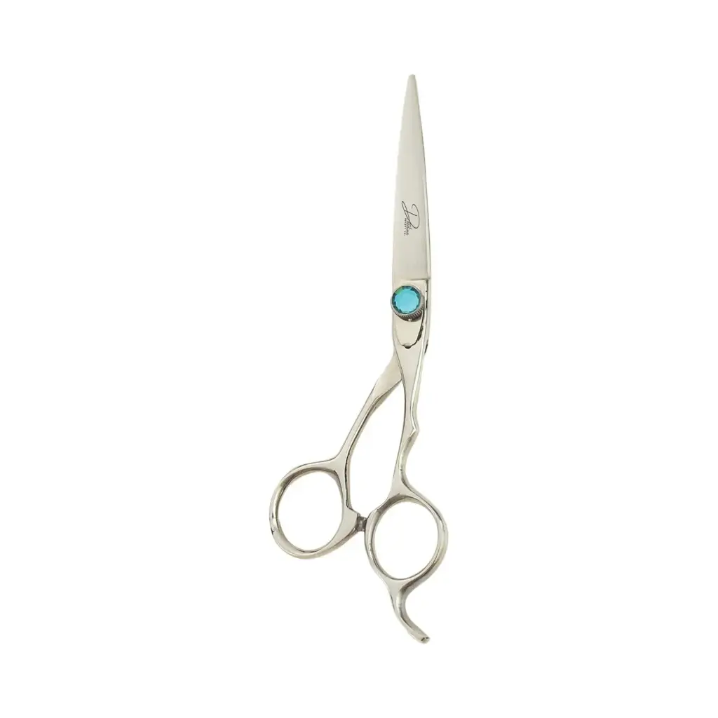 Professional Razor Shears with Blue Jeweled Screw | Ergonomic Stainless Steel Barber & Stylist Scissors