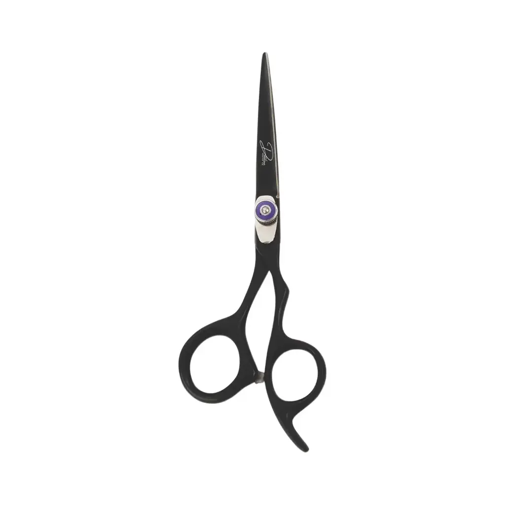 Professional Black Titanium Hair Shears with Adjustable Tension