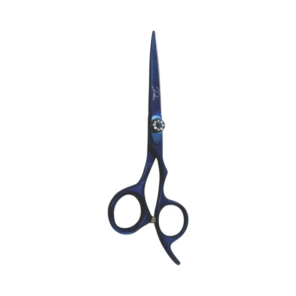 Vibrant Blue Titanium Coated Razor Shears with Jeweled Screw | Professional Haircutting Scissors