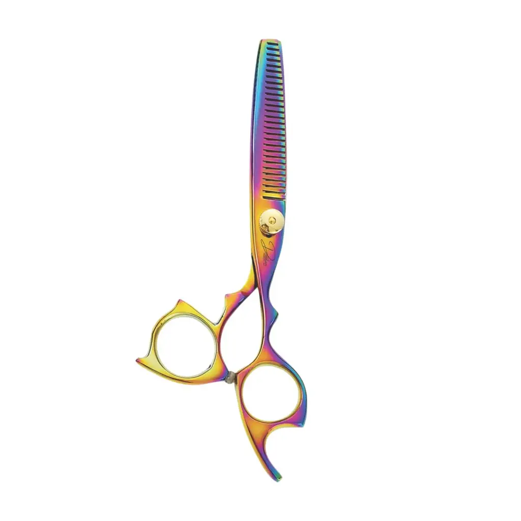 Thinning Grooming Shears | Multicolored Hair Texturizing Scissors - 7"