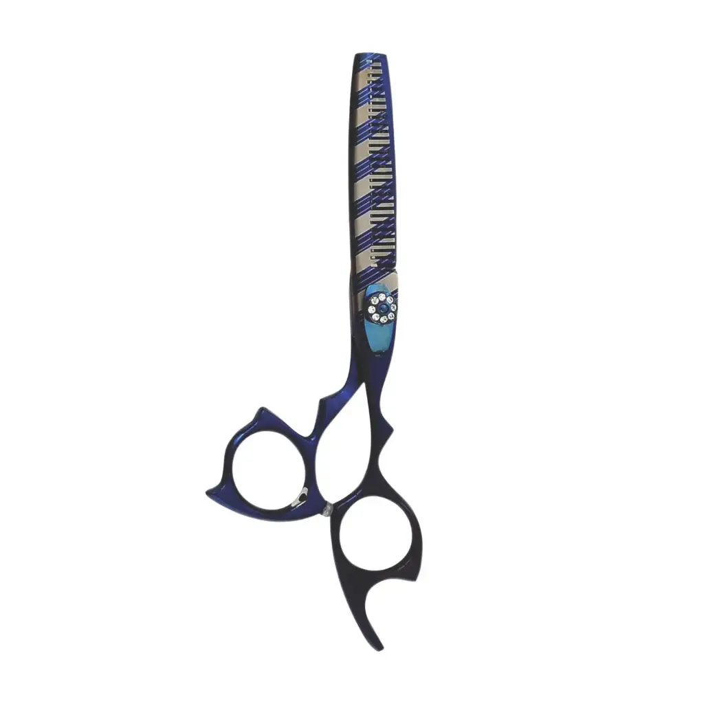 Blue Titanium Coated Thinning Grooming Shears | Hair Texturizing Scissors - 7"