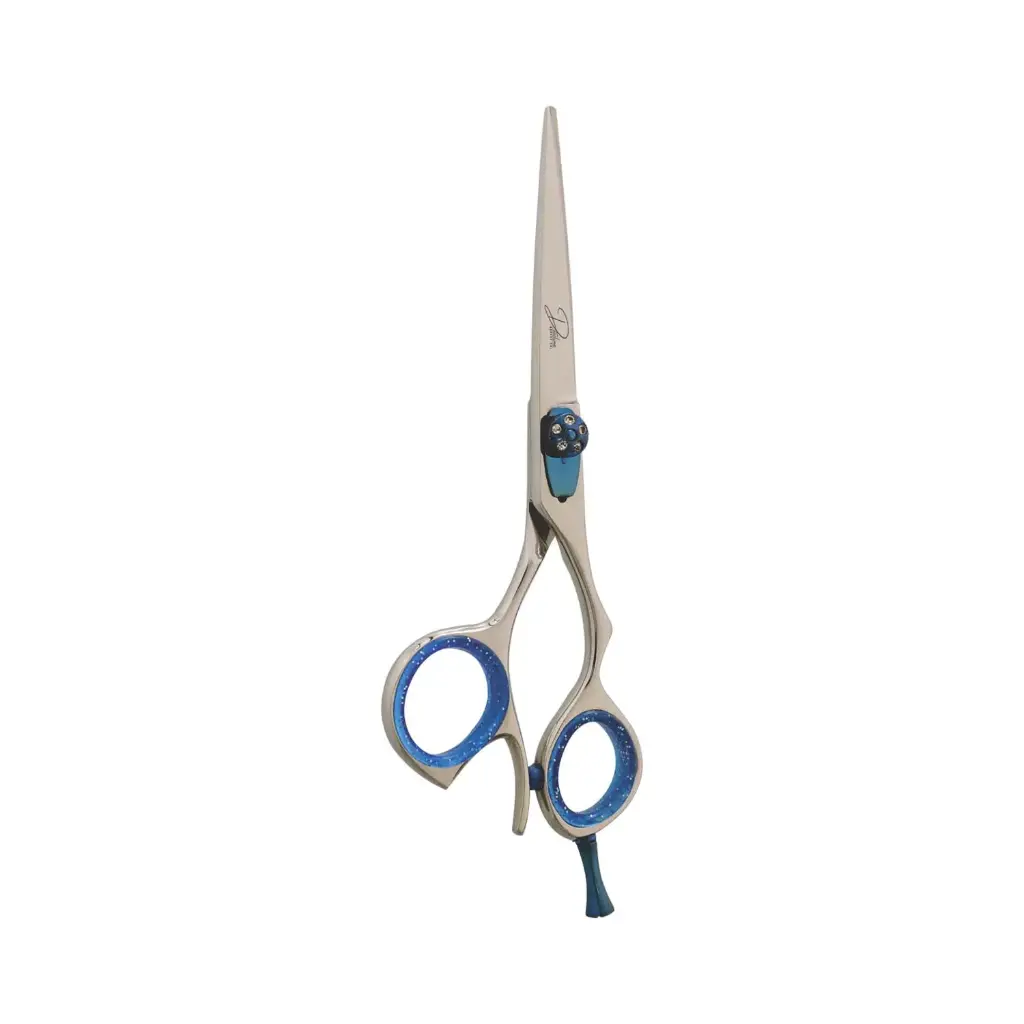 Professional 6" Razor Hair Shears with Blue Glitter Inlay