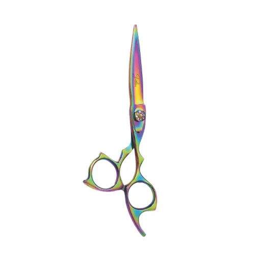 Professional Gold Titanium Coated Razor Shears with Pink Jeweled Screw | Salon Hair Cutting Scissors (6.5 inch, 7 inch)